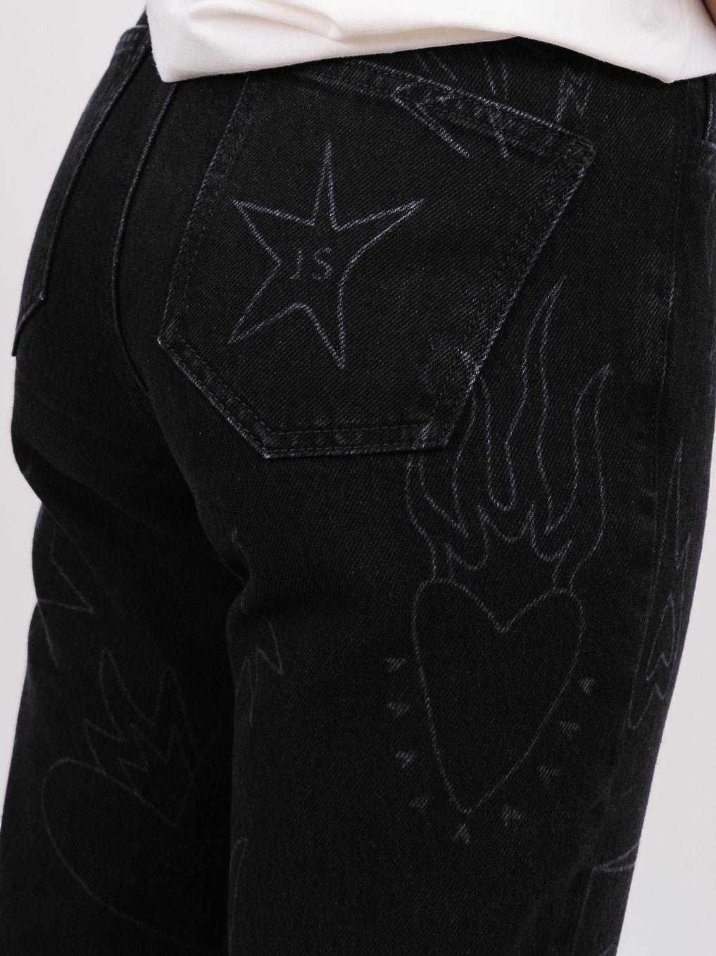 Jeans On fire - Black