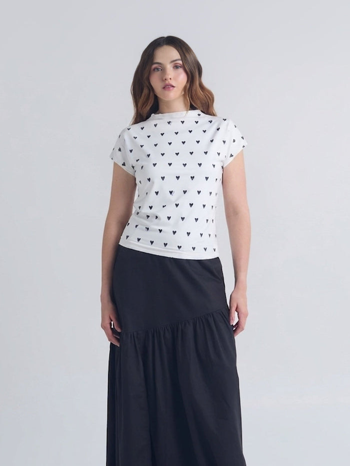 Top Polka hearts - Ivory