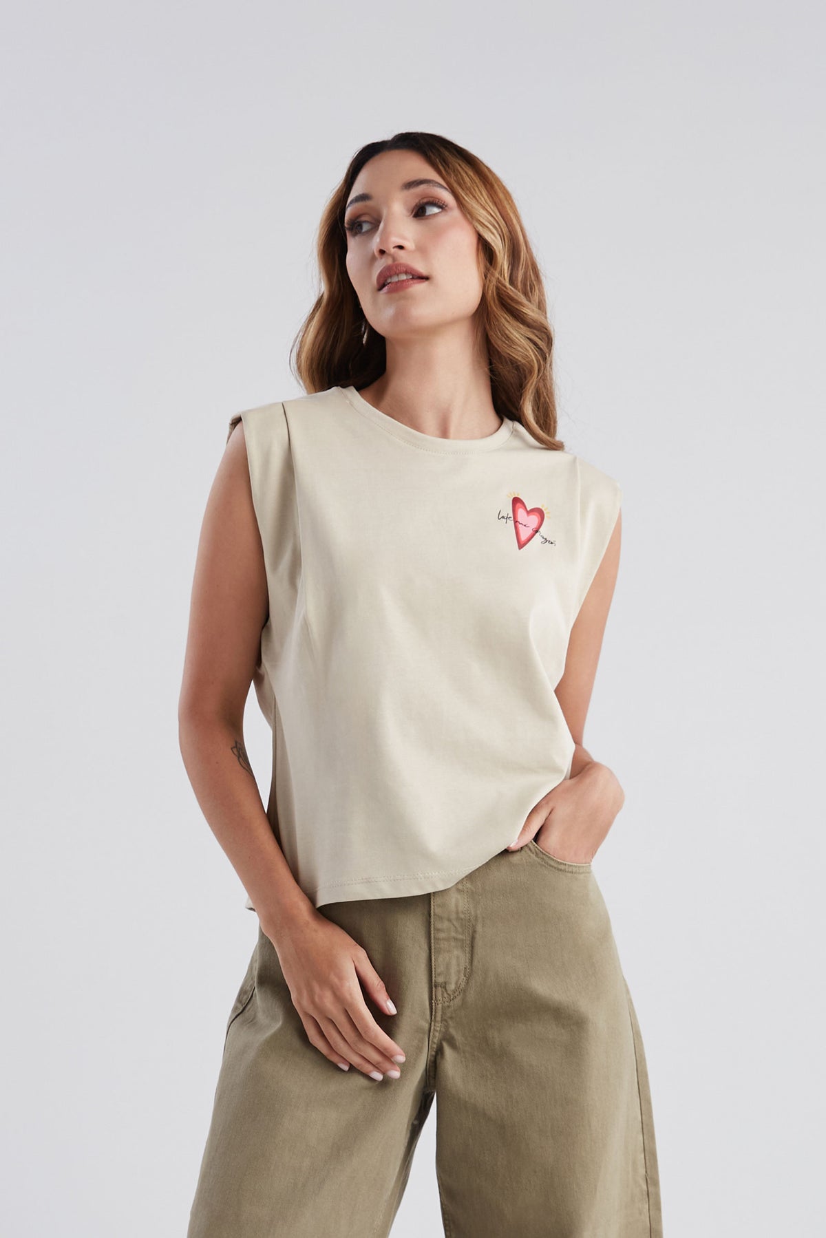 T-shirt Late mi corazón - Sand