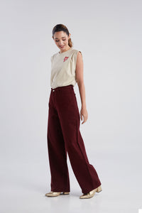Jeans Bolsillos corazones - Burgundy