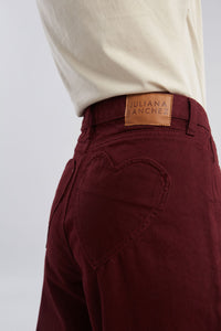 Jeans Bolsillos corazones - Burgundy