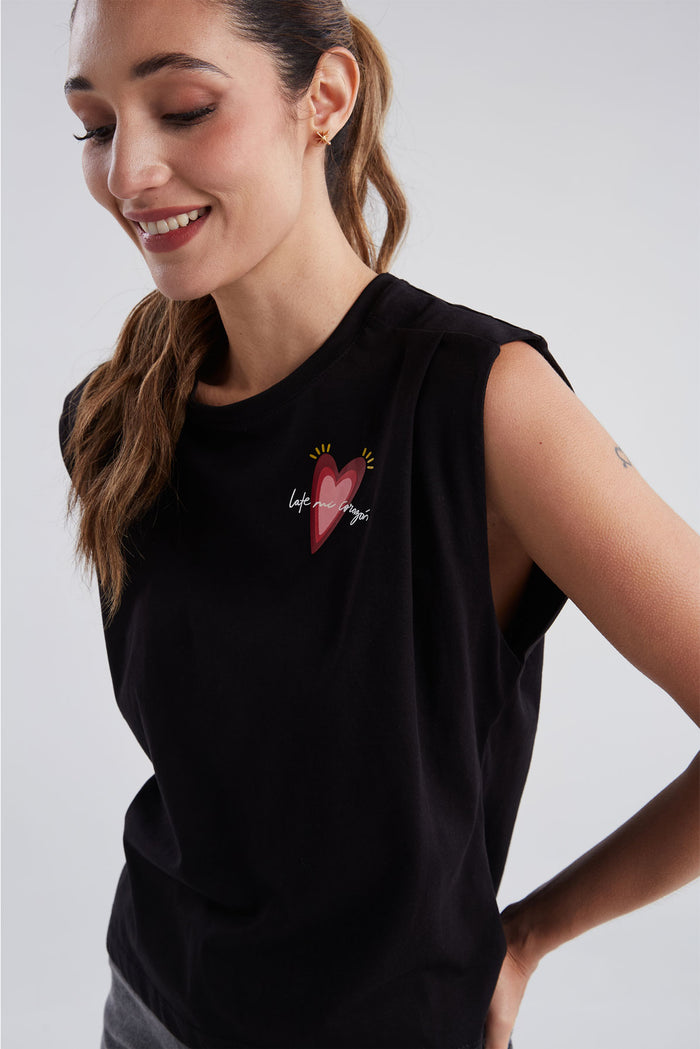 T-shirt Late mi corazón - Black