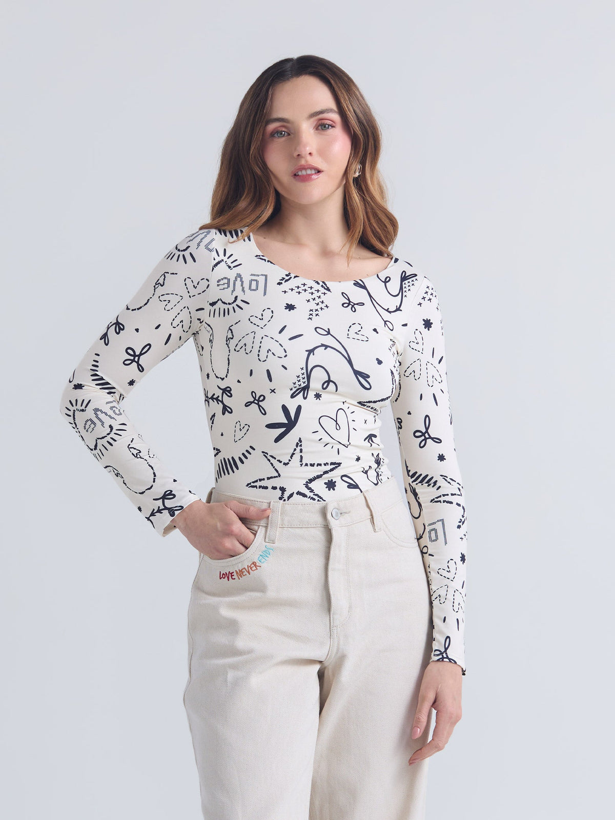 Top Punto de cruz ML - Ivory