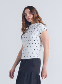 Top Polka hearts - Ivory