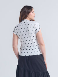 Top Polka hearts - Ivory